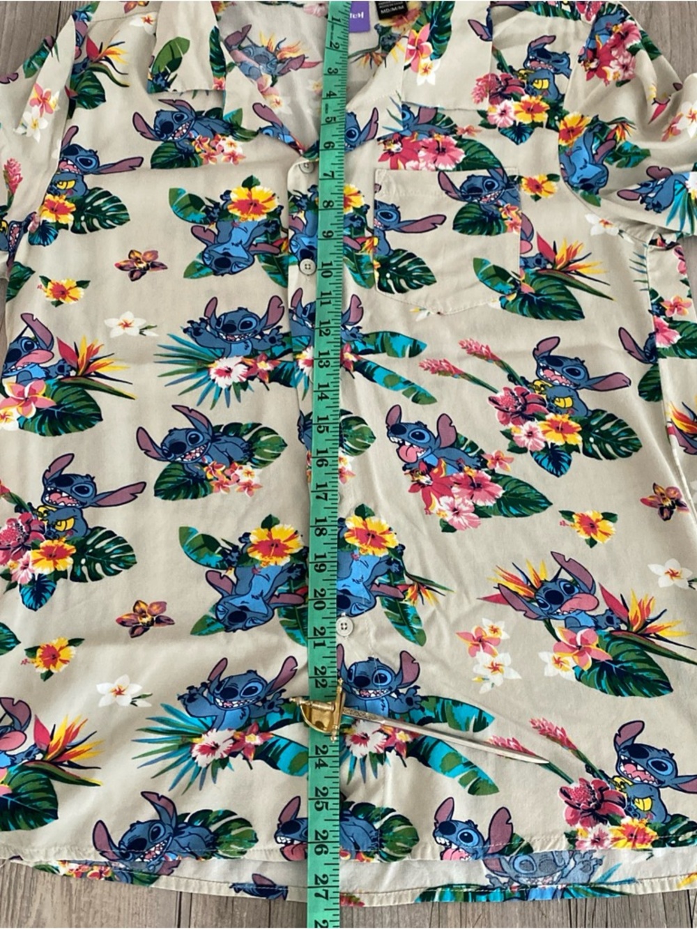 Disney Stitch Mens Short Sleeve Floral Tropical Button Shirt Medium - Picture 5 of 8